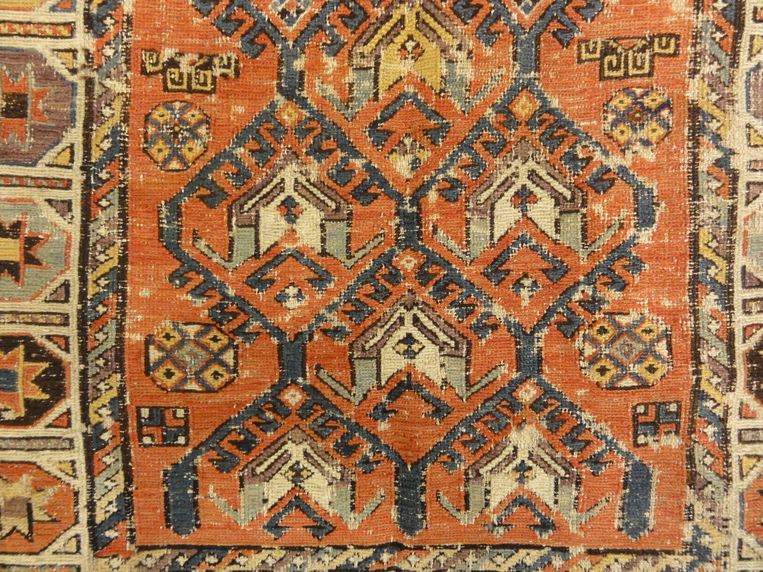 Antique Rare Size and Design Soumak Rug. A piece of genuine antique woven carpet art sold by the Santa Barbara Design Center, Rugs and More.