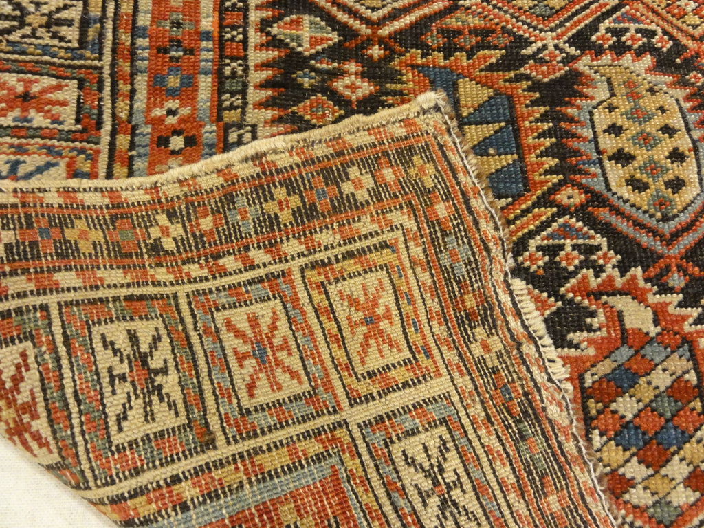 Rarest Antique Maraseli Shirvan Caucasian Prayer Rug. A piece of genuine woven carpet art sold by the Santa Barbara Design Center, Rugs and More.