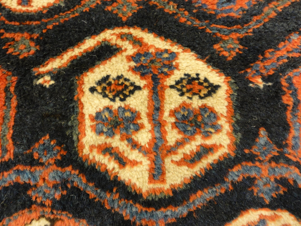 Rare 1870s Antique Boteh Afshar. A piece of authentic genuine antique woven carpet art sold by Santa Barbara Design Center, Rugs and More.