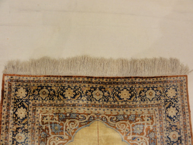 Fine Antique Silk Heriz meditation rug in perfect condition ca.1880 30036