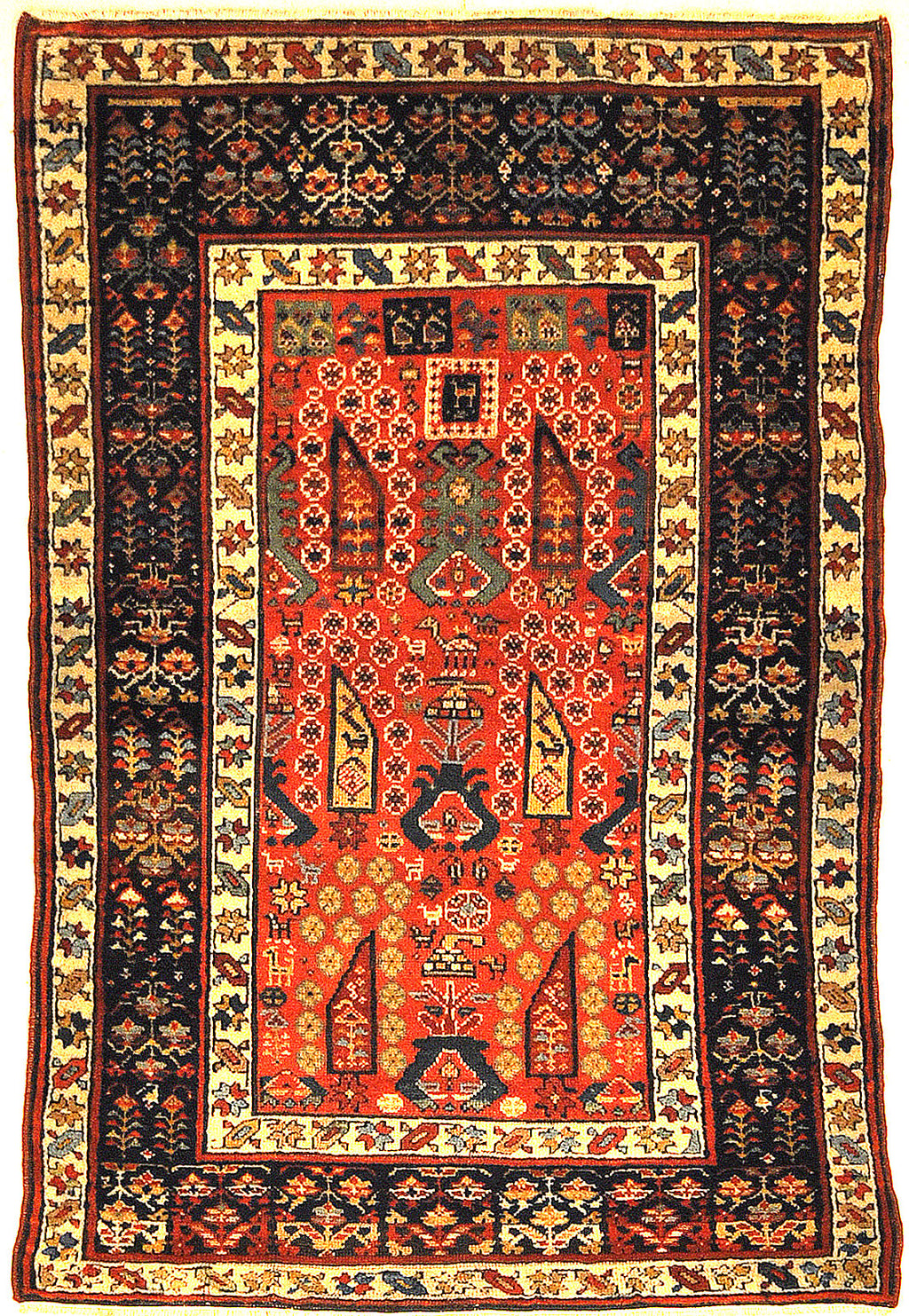 Proto Shahsavan Soj-Bolagh rug ca. 1800 in perfect condition. Classical Tribal art from Kourosh Collection. World class tribal rug at its best.