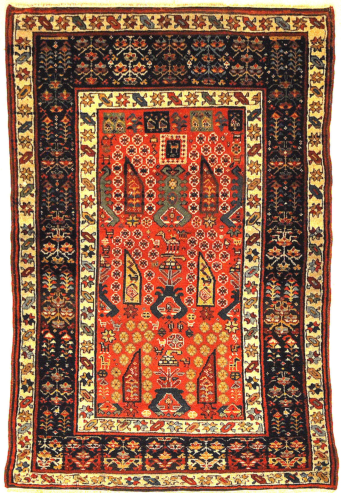 Proto Shahsavan Soj-Bolagh rug ca. 1800 in perfect condition. Classical Tribal art from Kourosh Collection. World class tribal rug at its best.