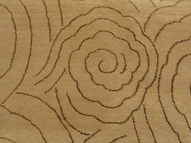 45235 Wool and Silk Brown Swirl Rug