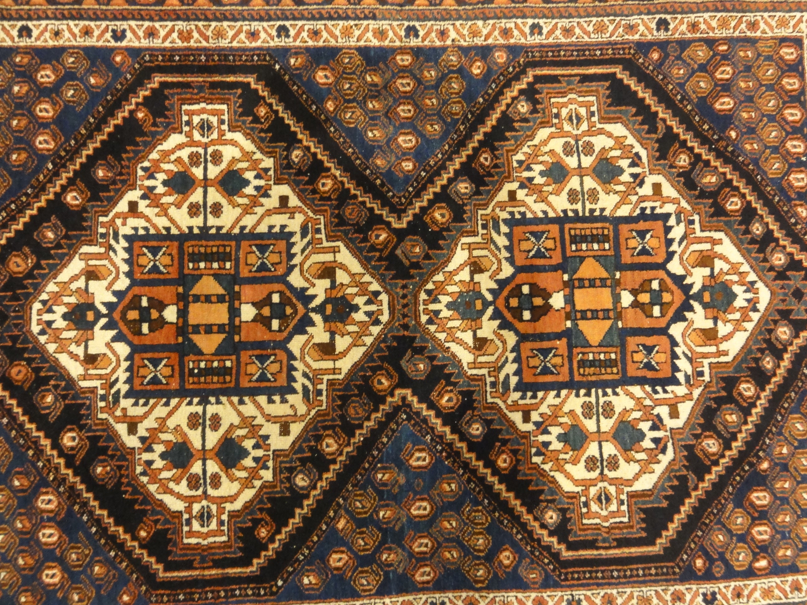 Antique Persian Afshar Medallion Botteh Genuine Woven Carpet Art Authentic Intricate Santa Barbara Design Center Rugs and More