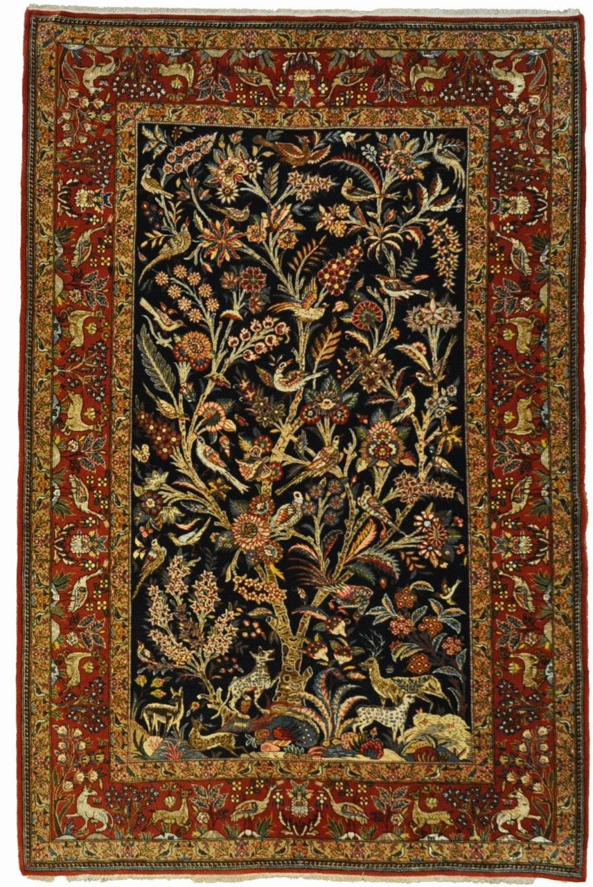 Vintage Persian Qum Tree of Life in the Garden of Paradise 25303