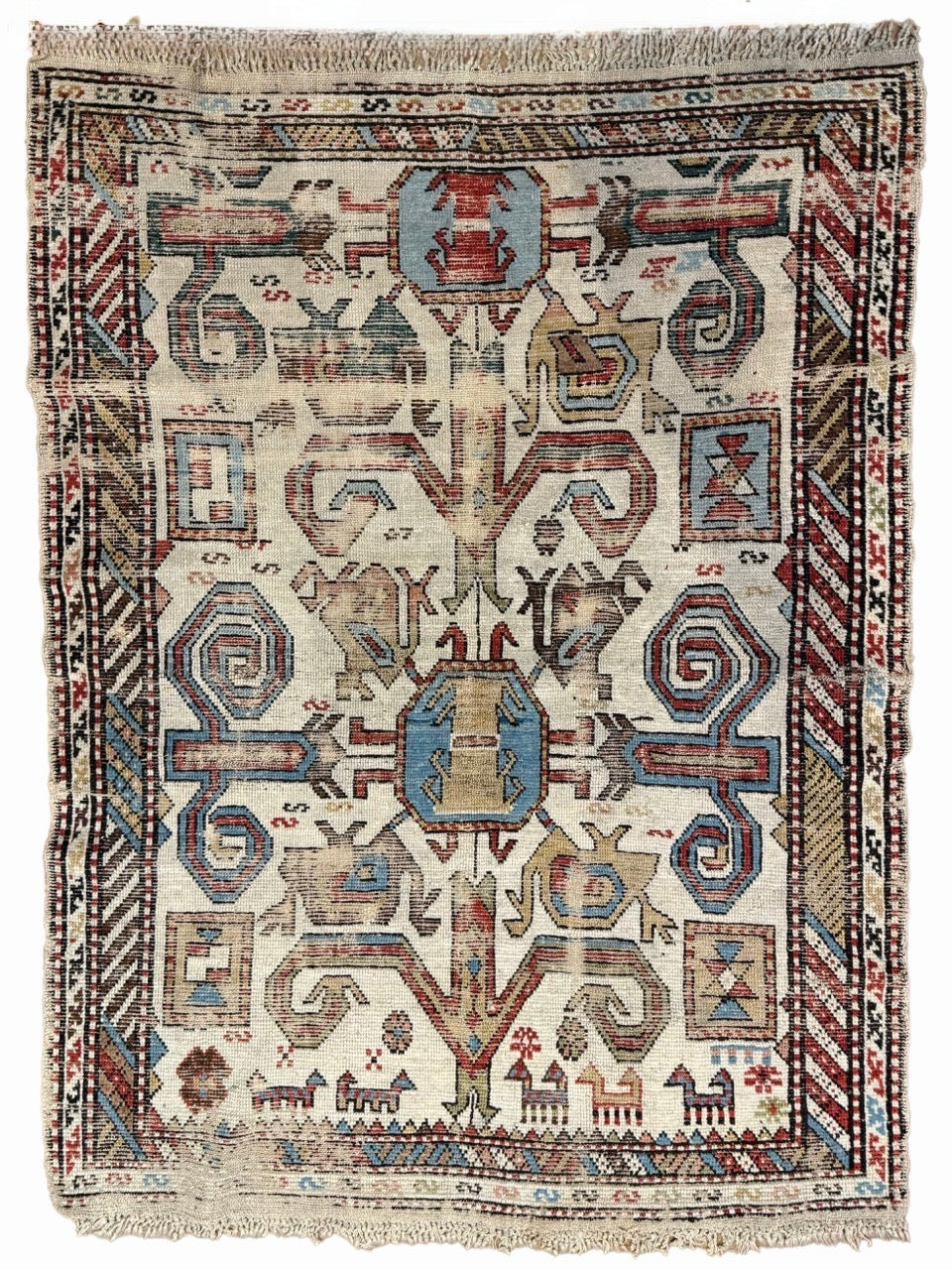 Antique Early Caucasian Derband Kurdish rug 25307
