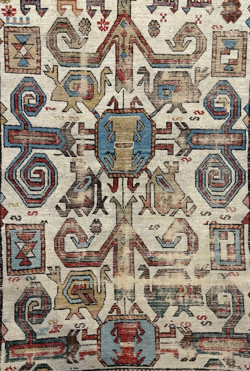 Antique Early Caucasian Derband Kurdish rug 25307