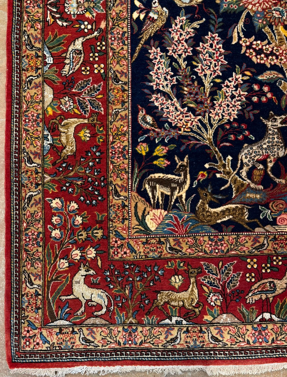 Vintage Persian Qum Tree of Life in the Garden of Paradise 25303
