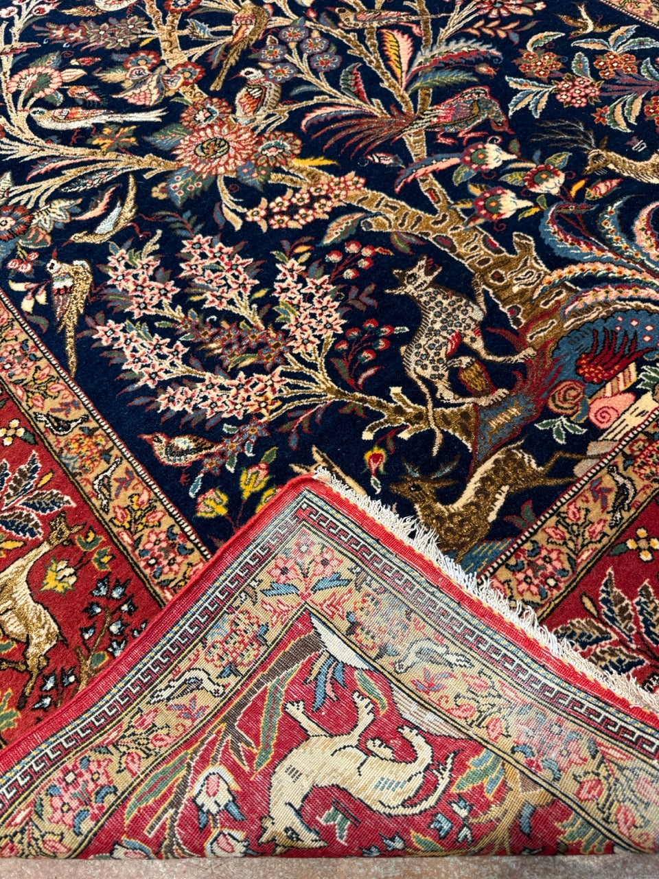 Vintage Persian Qum Tree of Life in the Garden of Paradise 25303