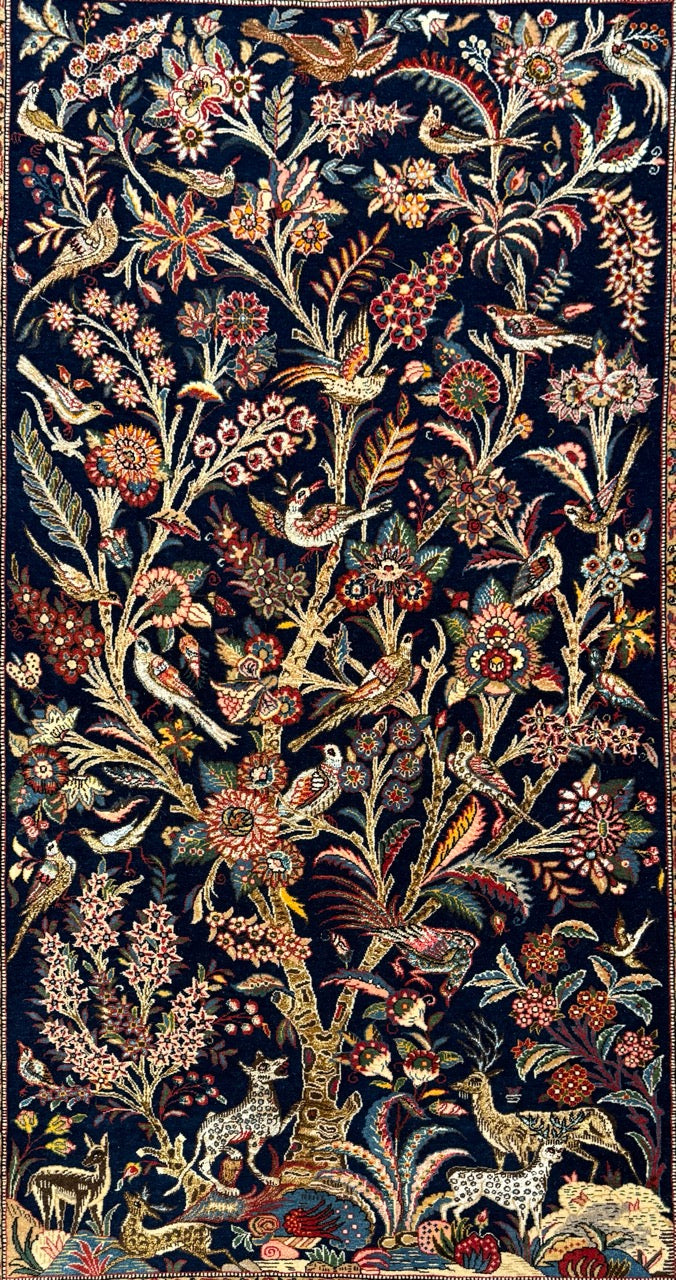 Vintage Persian Qum Tree of Life in the Garden of Paradise 25303