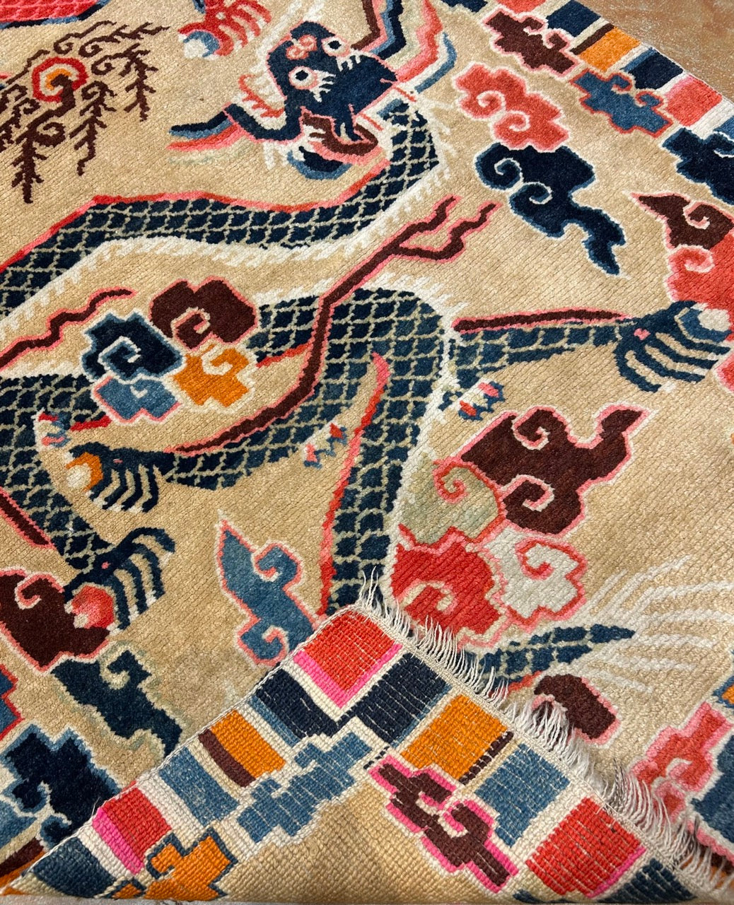 Antique Tibetan Dragon Rug 25297