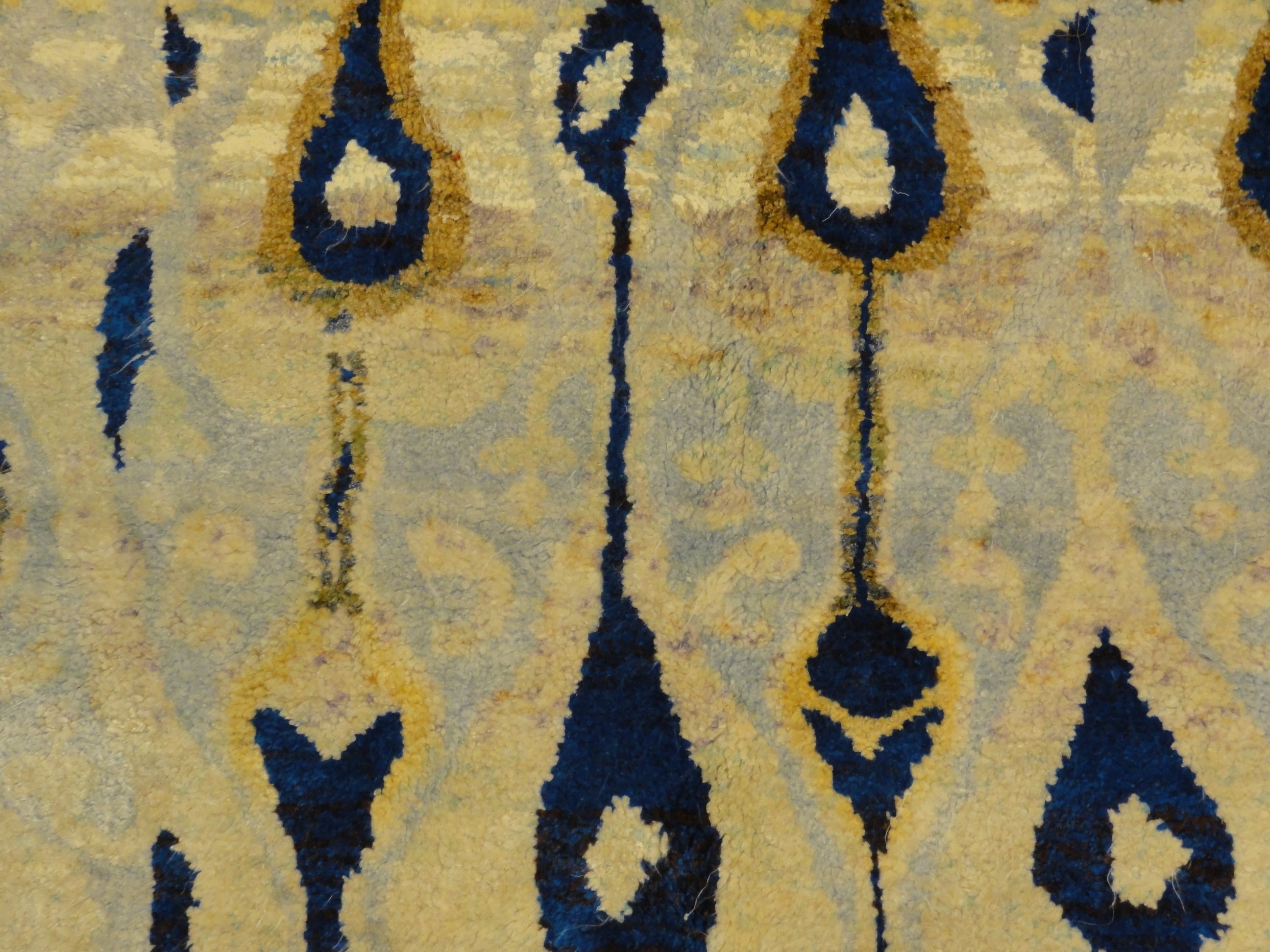 30478 Saree Silk Silver and Indigo Patterned Indian Rug