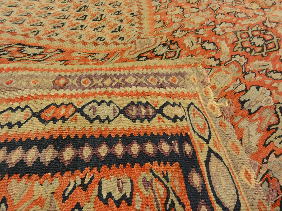 Antique Senneh Second Half of 19th Century. A piece of antique woven carpet art sold by Santa Barbara Design Center Rugs and More Santa Barbara California