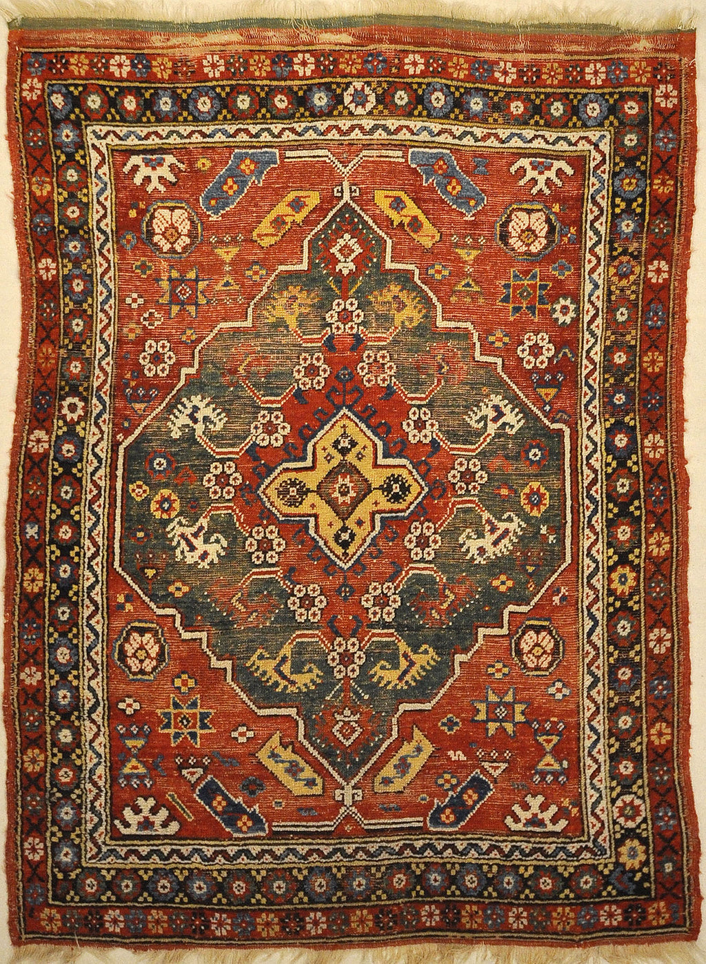 Antique Turkish Bergama Rug. A piece of genuine woven carpet art sold by the Santa Barbara Design Center and Rugs and More.