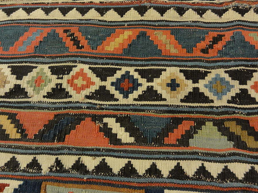 Antique Fine Shirvan Rug. A piece of genuine antique woven carpet art sold by Santa Barbara Design Center, Rugs and More in Santa Barbara, California.