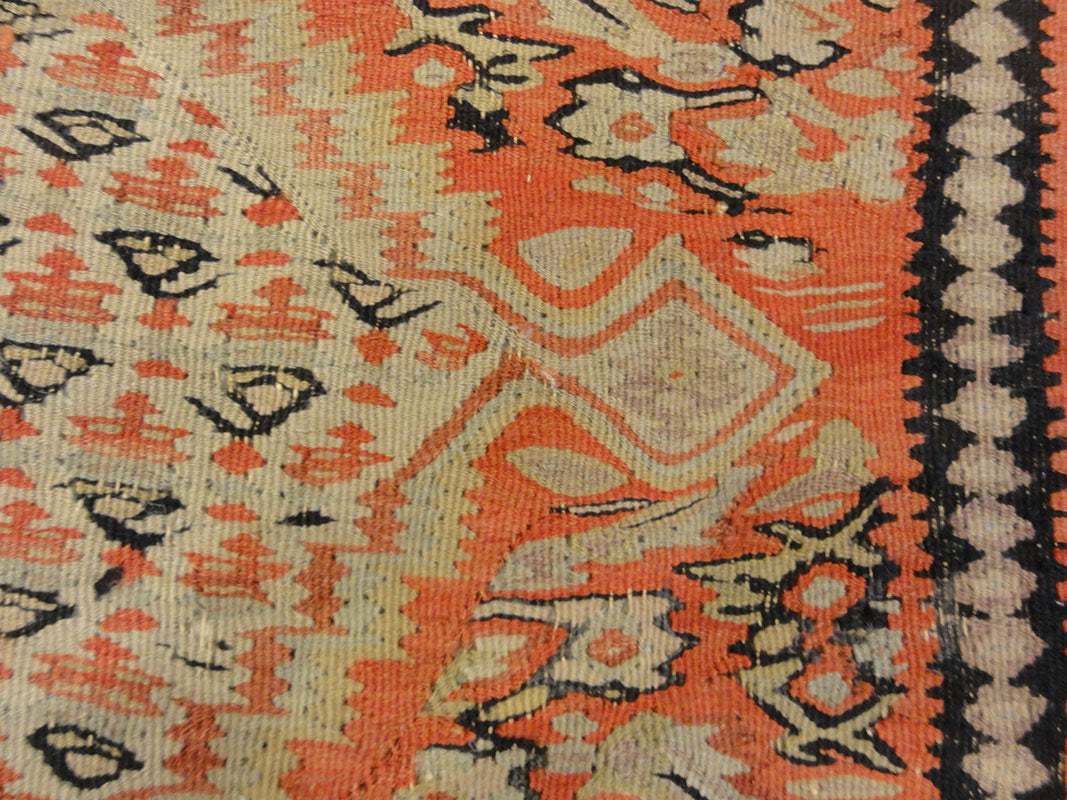 Antique Senneh Second Half of 19th Century. A piece of antique woven carpet art sold by Santa Barbara Design Center Rugs and More Santa Barbara California