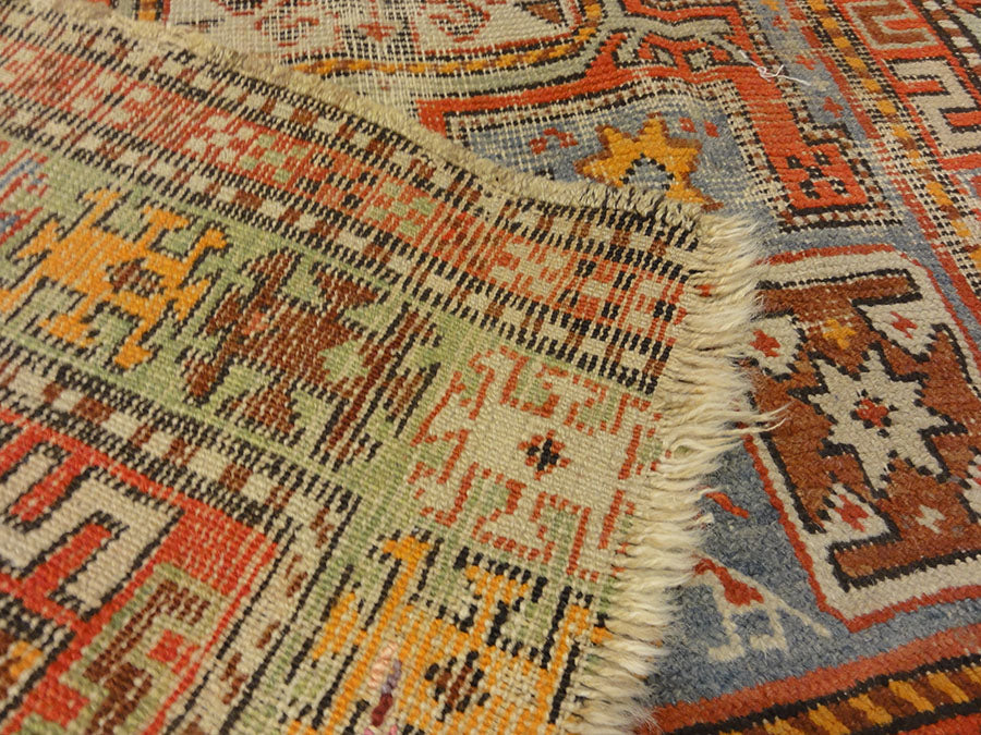 Antique Shirvan Rug. A piece of antique woven carpet art sold by the Santa Barbara Design Center Rugs and More in Santa Barbara, California.