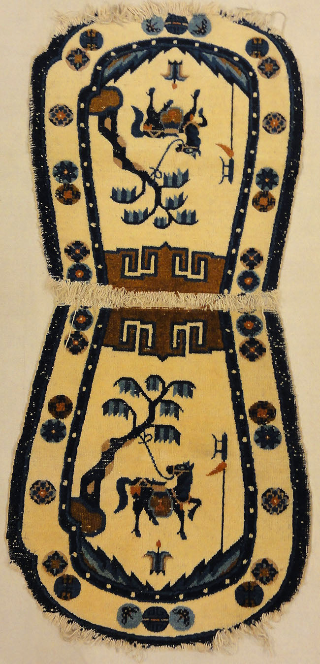 Antique Wool Peking Horse Cover. A piece of genuine antique woven carpet art sold by Santa Barbara Design Center, Rugs and More in Santa Barbara, California