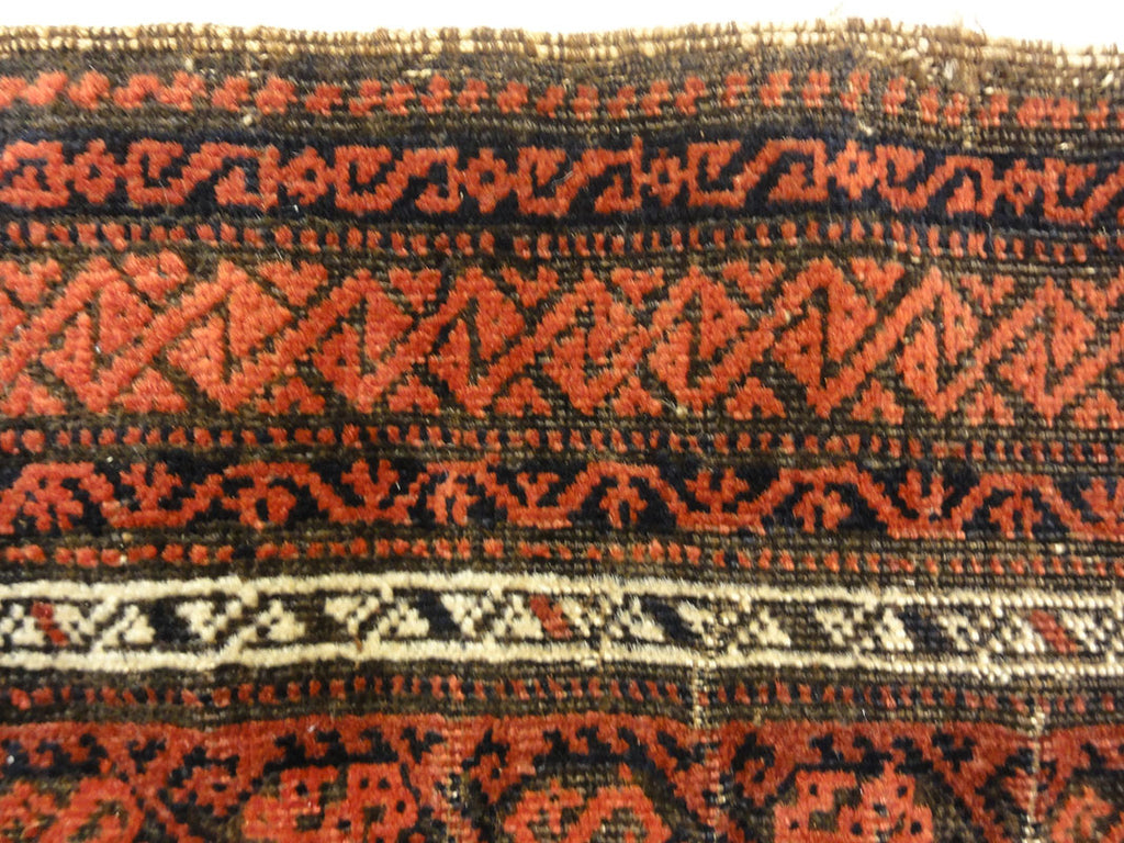 Antique Original Afghan Beluch circa 1880. A piece of genuine woven carpet art sold at the Santa Barbara Design Center Rugs and More in Santa Barbara, CA.