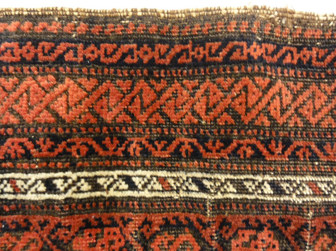 Antique Original Afghan Beluch circa 1880. A piece of genuine woven carpet art sold at the Santa Barbara Design Center Rugs and More in Santa Barbara, CA.