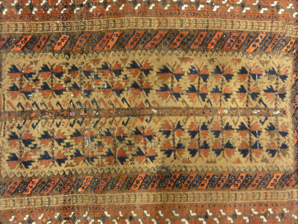 An antique, original Persian Baluch rug. A piece of genuine and authentic carpet art sold at Santa Barbara Design Center. Rugs and More.