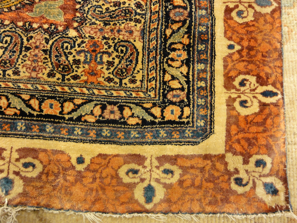 important Finest Antique Qajar Silk Rug made of Nasir din Shah's theater 30500
