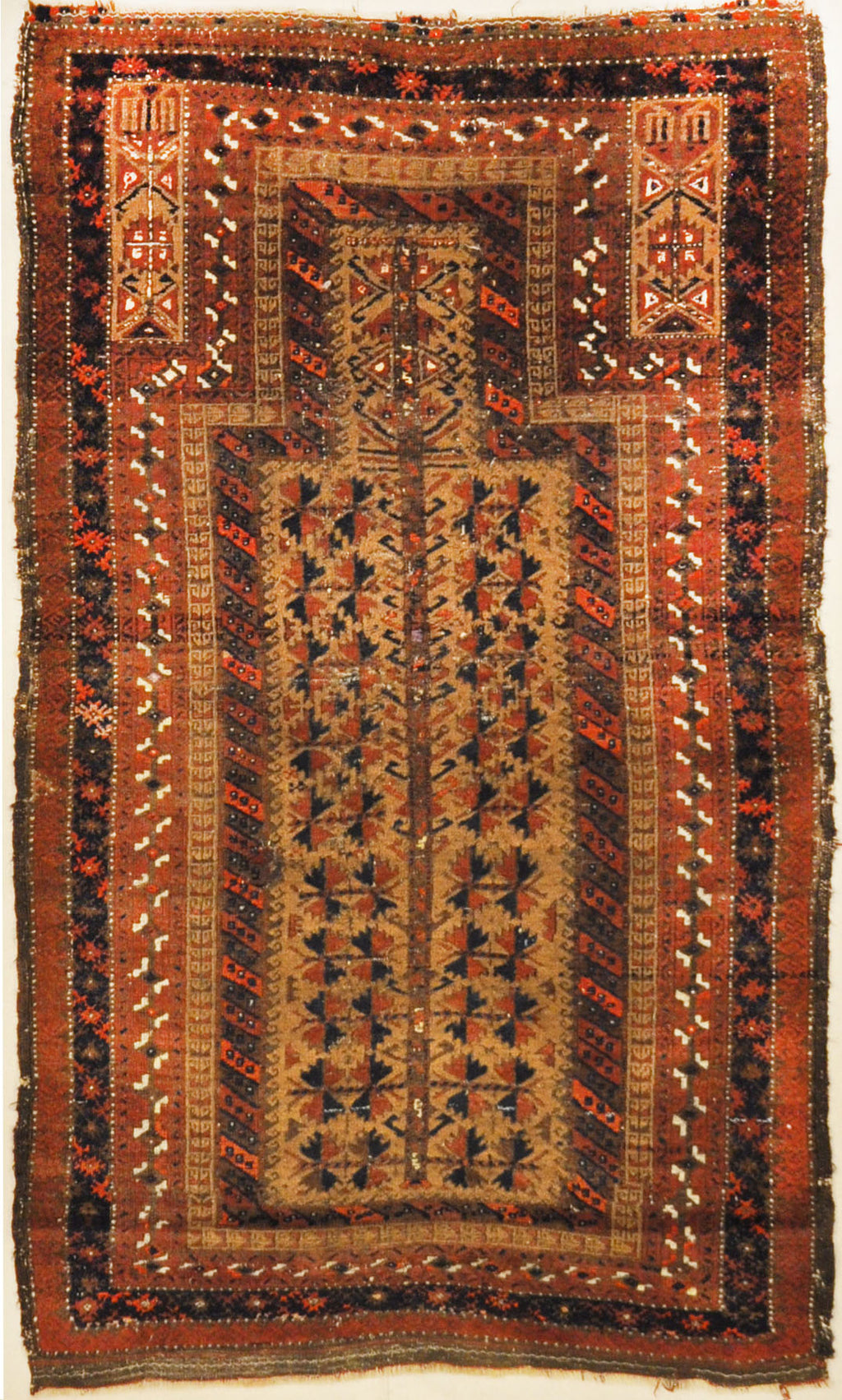 An antique, original Persian Baluch rug. A piece of genuine and authentic carpet art sold at Santa Barbara Design Center. Rugs and More.