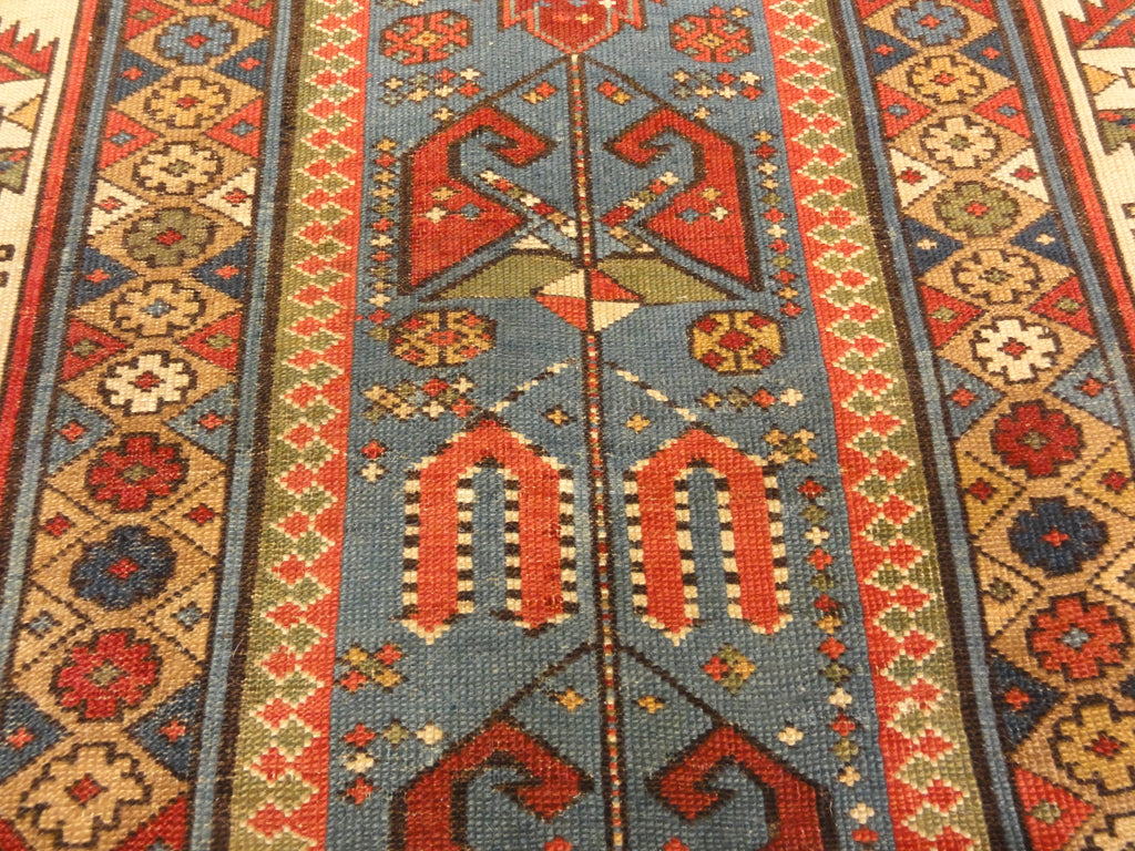 Antique Early 19th Century Shirvan Runner Rug. A piece of genuine authentic woven carpet art sold by the Santa Barbara Design Center Rugs and More.