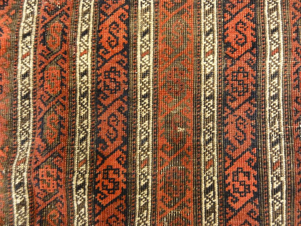 Antique Original Afghan Beluch circa 1880. A piece of genuine woven carpet art sold at the Santa Barbara Design Center Rugs and More in Santa Barbara, CA.