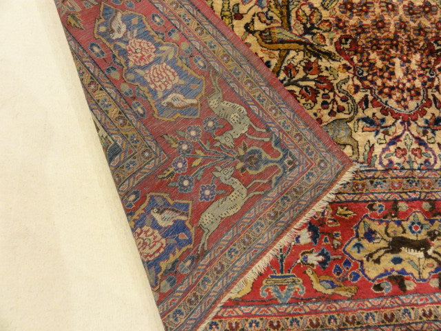 Fine Antique Silk Persian Kashan Tree of Life Rug 30103