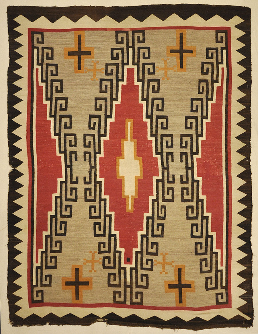 Large Antique Navajo Rug circa 1890-1900 featuring two grey hills. Sold by Santa Barbara Design Center, Rugs and More in Santa Barbara, California.