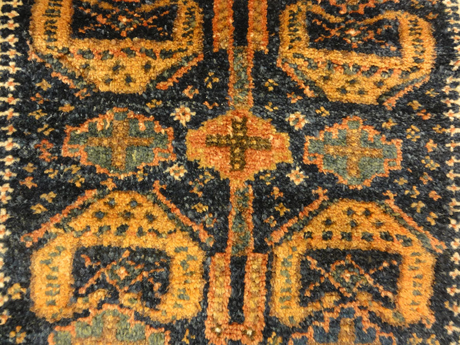 Antique Kurdish West Persian Bagface with Peacocks. A piece of genuine authentic antique woven carpet art sold by Santa Barbara Design Center Rugs and More