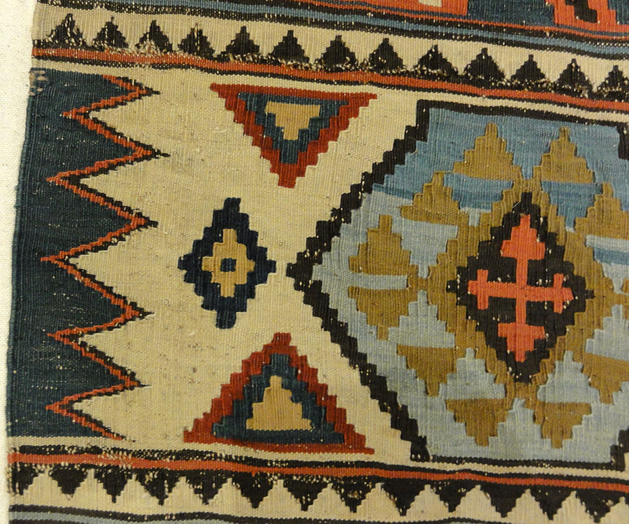 Antique Fine Shirvan Rug. A piece of genuine antique woven carpet art sold by Santa Barbara Design Center, Rugs and More in Santa Barbara, California.