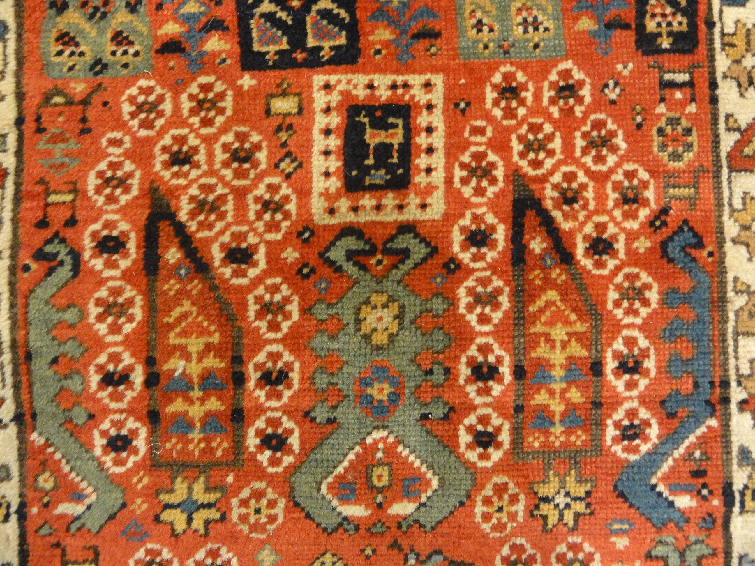 Proto Shahsavan Soj-Bolagh rug ca. 1800 in perfect condition. Classical Tribal art from Kourosh Collection. World class tribal rug at its best.