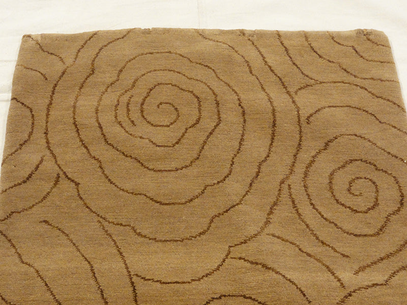 45235 Wool and Silk Brown Swirl Rug