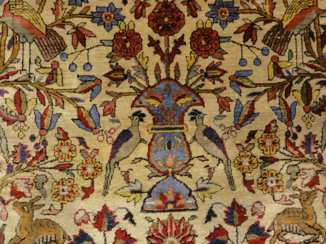 Fine Antique Silk Persian Kashan Tree of Life Rug 30103