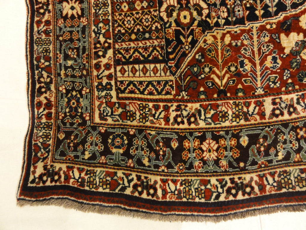 Very Rare Antique millefleure Qashqai 1001 Flowers Rug 30699