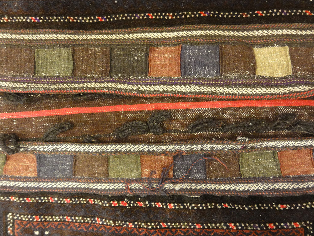 Antique Beluch Saddle Bag. A piece of genuine authentic antique woven carpet art sold by Santa Barbara Design Center, Rugs and More.