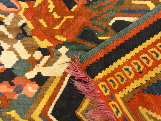 30087 Antique Persian Finest Silk Bijar Kelim with multiple color Silk Foundation