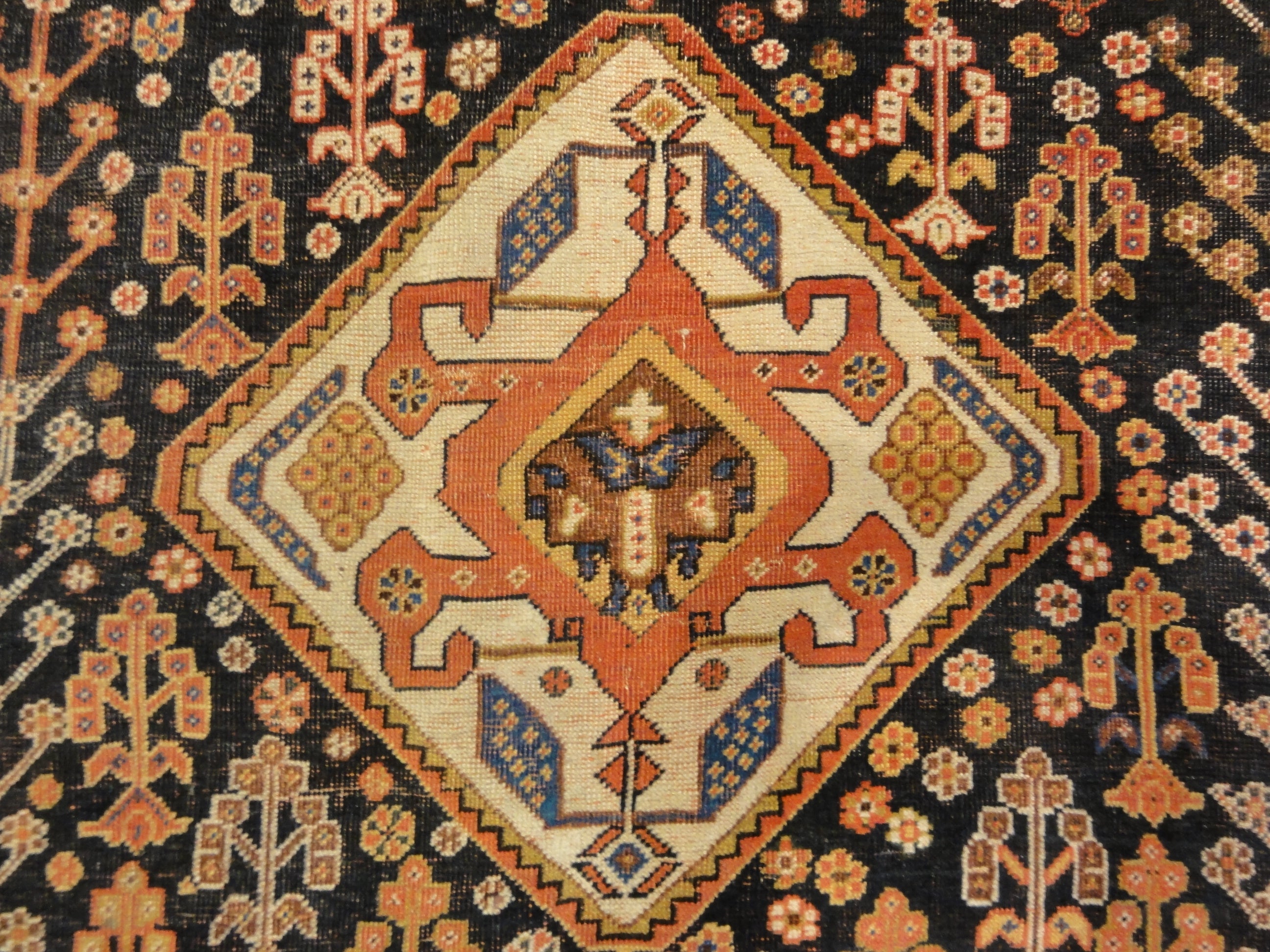 Antique Persian Qashqai 19th Century Rug Genuine Authentic Intricate Woven Carpet Art Santa Barbara Design Center Rugs and More