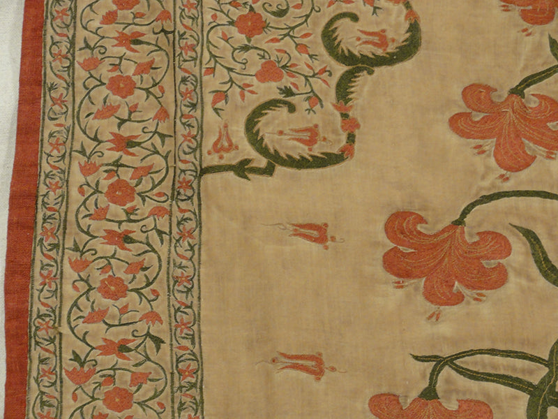 31719 Rare Antique Mughal Imperial Tent Panel Needlework 17th. Century