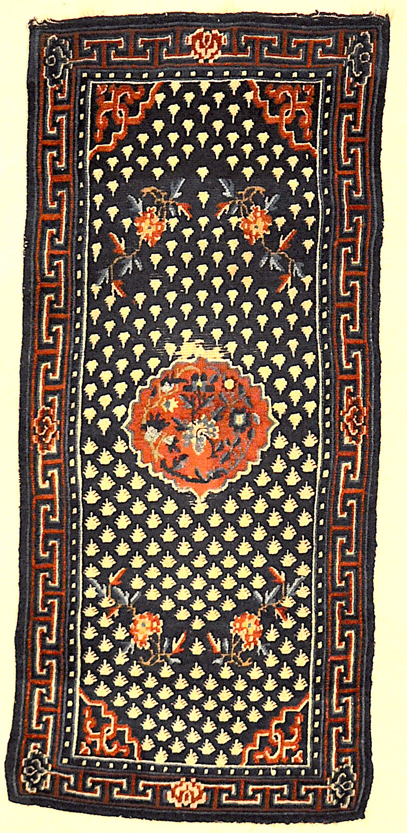 Beautiful Antique Tibetan Rug Woven Circa 1880 Genuine Woven Carpet Art All Handmade in Tibet Santa Barbara Design Center and Rugs and More