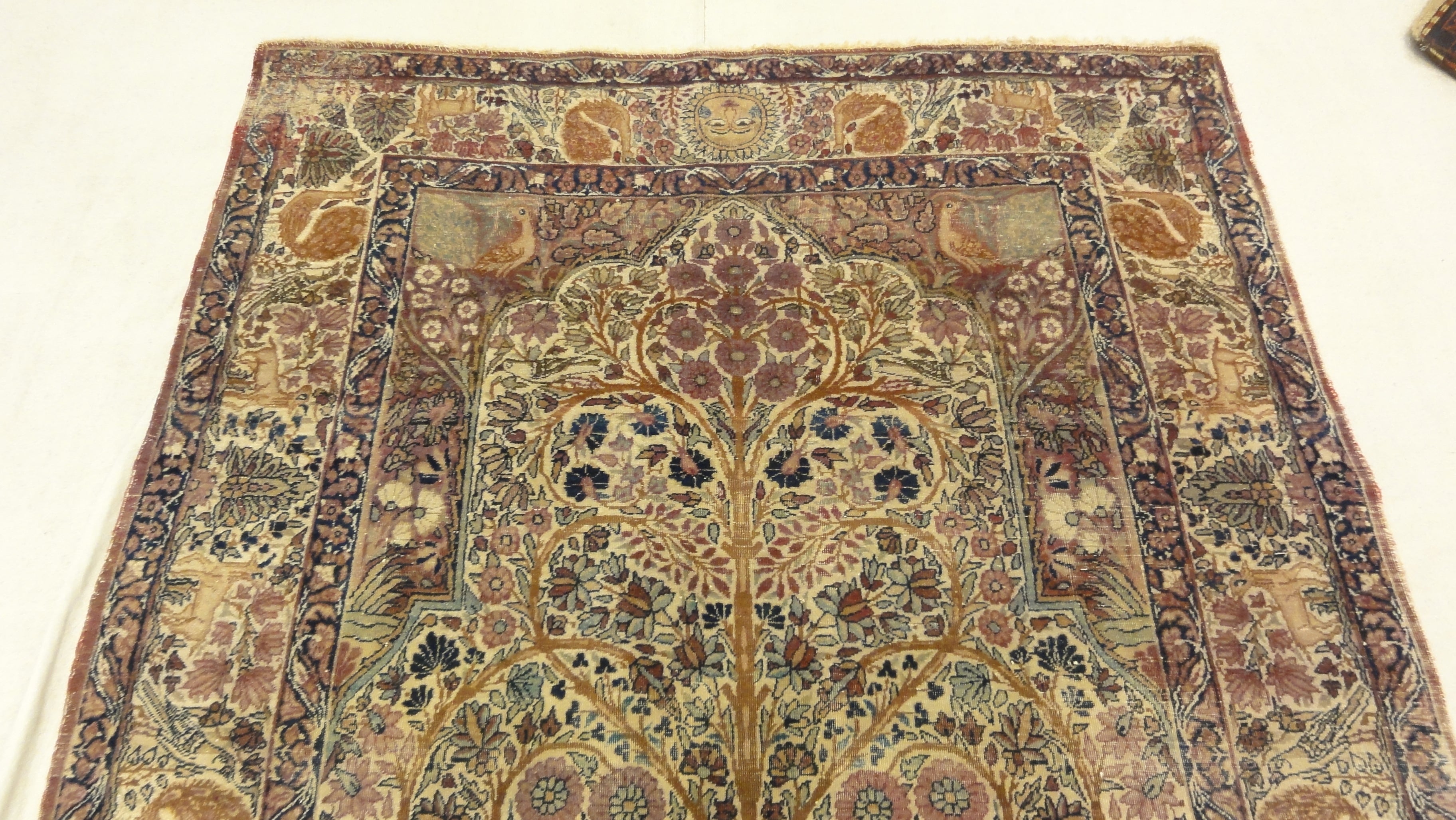 Antique Tree of Life Kerman Rug 34559
