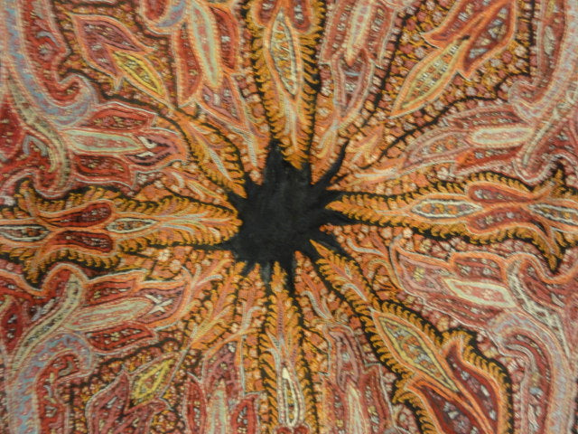 Beautiful and Unique Antique Kerman Shawl Circa 1800 - 5'6" x 5'6" - Visit us at Rugs & More in the Santa Barbara Design Center.