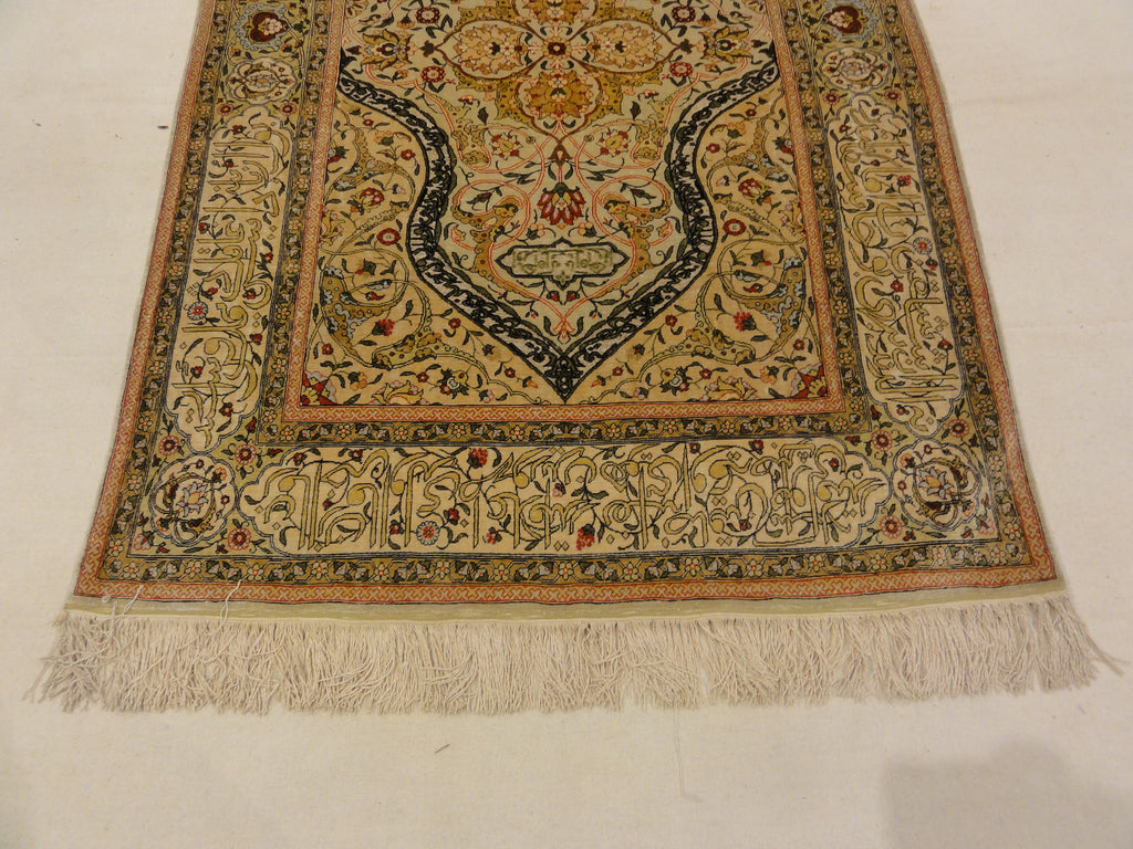 Antique Silk Hereke Turkish with Gold Thread