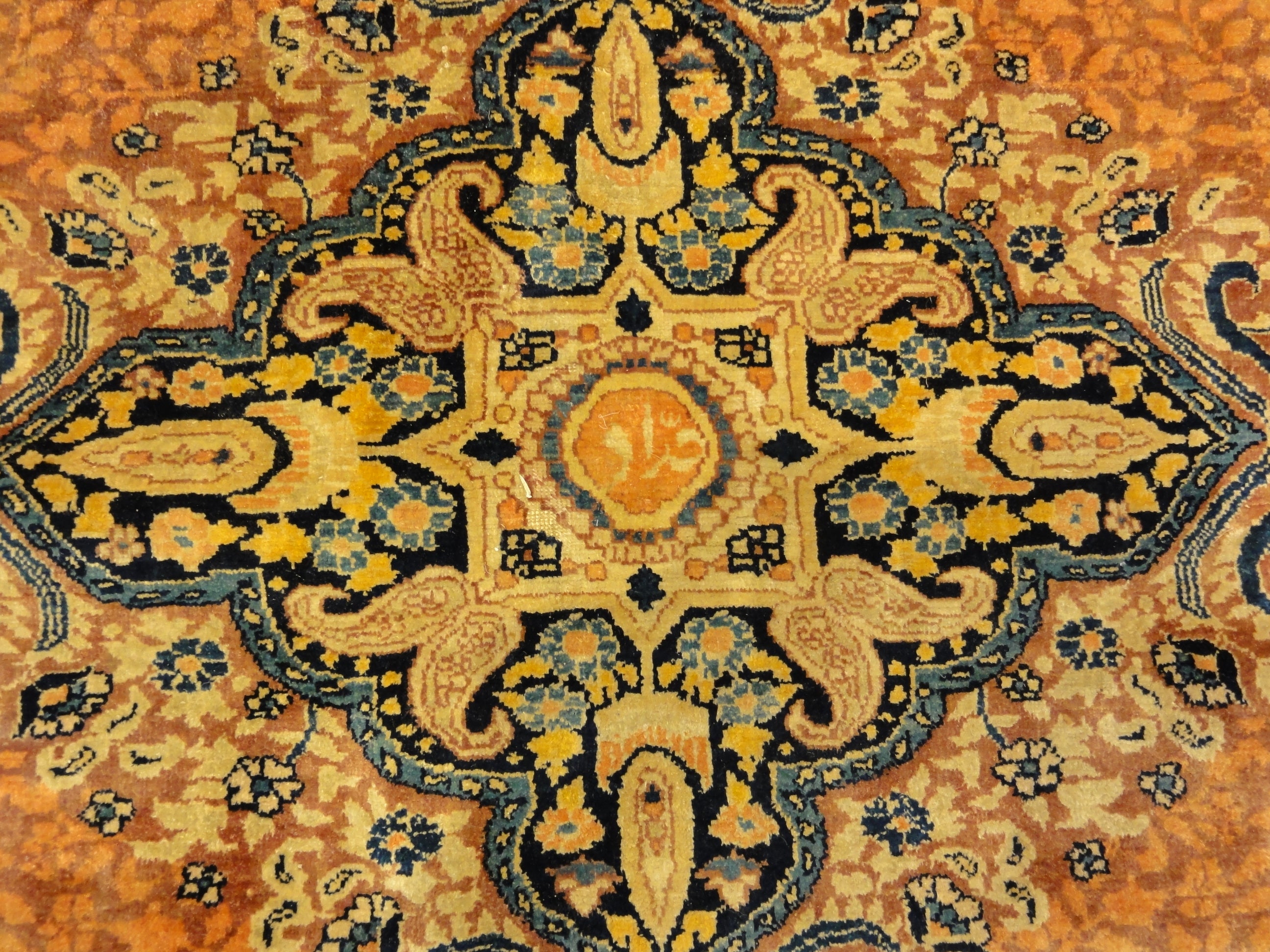 important Finest Antique Qajar Silk Rug made of Nasir din Shah's theater 30500