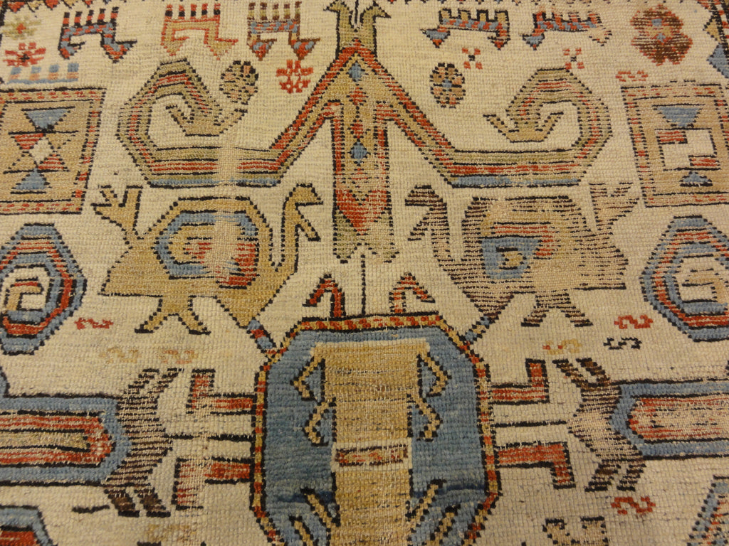 Antique Early Caucasian Proto Northern Kurdish Rug Circa 1700s. A piece of antique woven carpet art sold by Santa Barbara Design Center, Rugs and More.