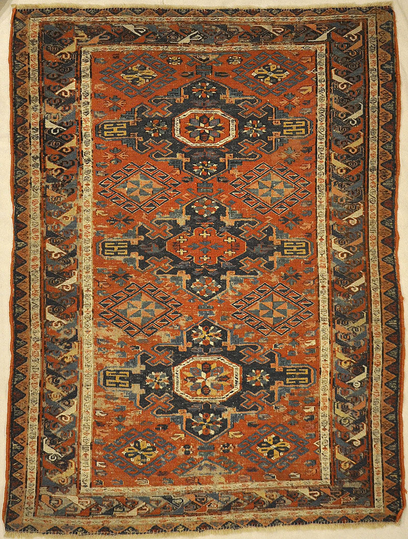Antique Soumak Kuba Rug. A piece of genuine authentic woven carpet art sold by Santa Barbara Design Center Rugs and More.