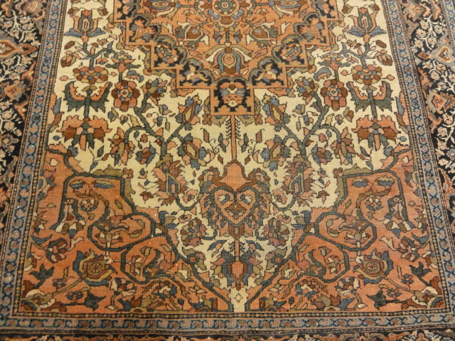 Antique 19th Century Village Persian Farahan Genuine Woven Carpet Art Authentic Intricate