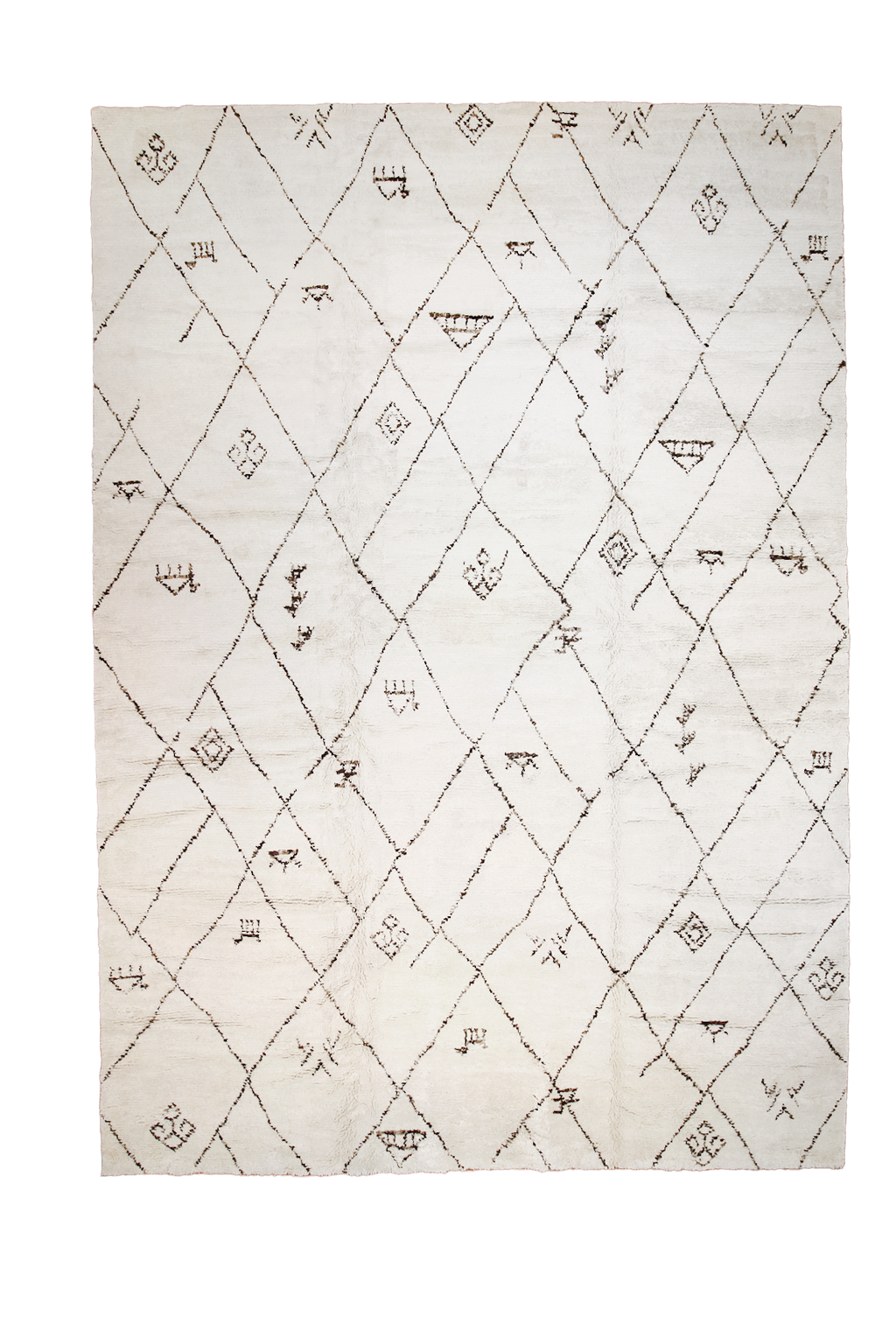 Santa Barbara Chic Moroccan rug with a white background and intricate diamond patterns in brown. Perfect for modern home decor.